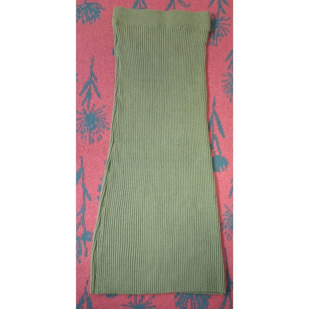 Pink diamond Womens small lime green pencil midi skirt fitted ribbed stretch